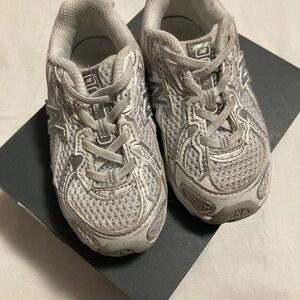 New Balance Kids' White and Gray Sneakers